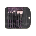 Set de cepillo negro portable del maquillaje de la manija 7PCS